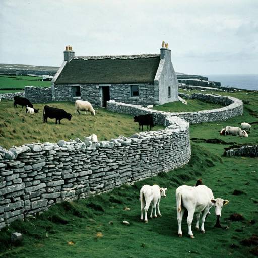 Aran Islands Stone Walls with Grazing Livestock