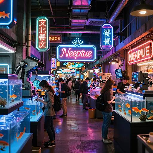 Futuristic Neptune Fish Market Scene
