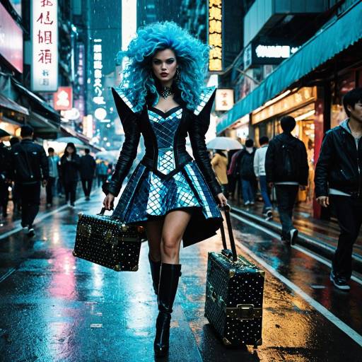 Mysterious Cyber Sorceress in neon Hong Kong