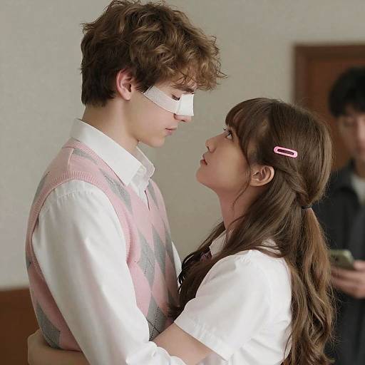 Intimate Embrace of a Young Couple