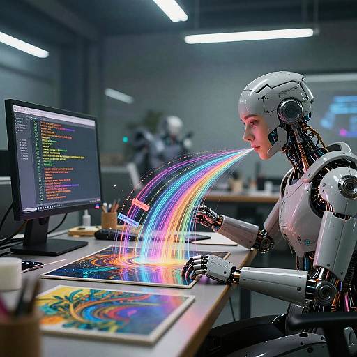 AI Artist Crafting Futuristic Masterpieces