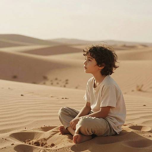 Dreamlike Child in Serene Desert