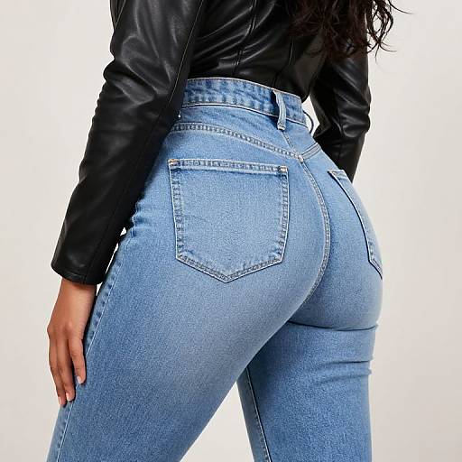 Curvy Figure in Stylish Denim and Leather