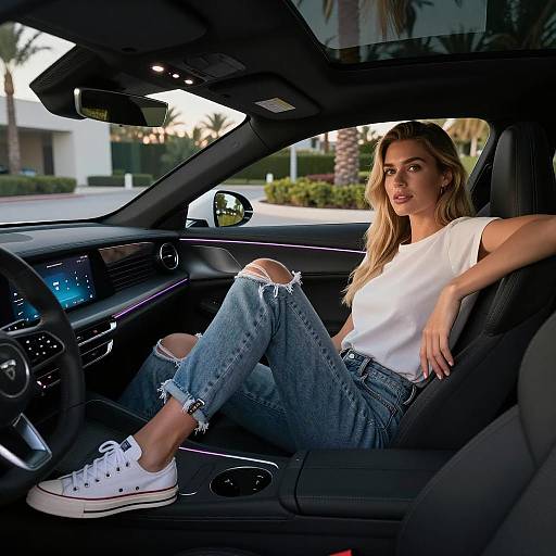 Cinematic Lifestyle: Woman in Electric Car
