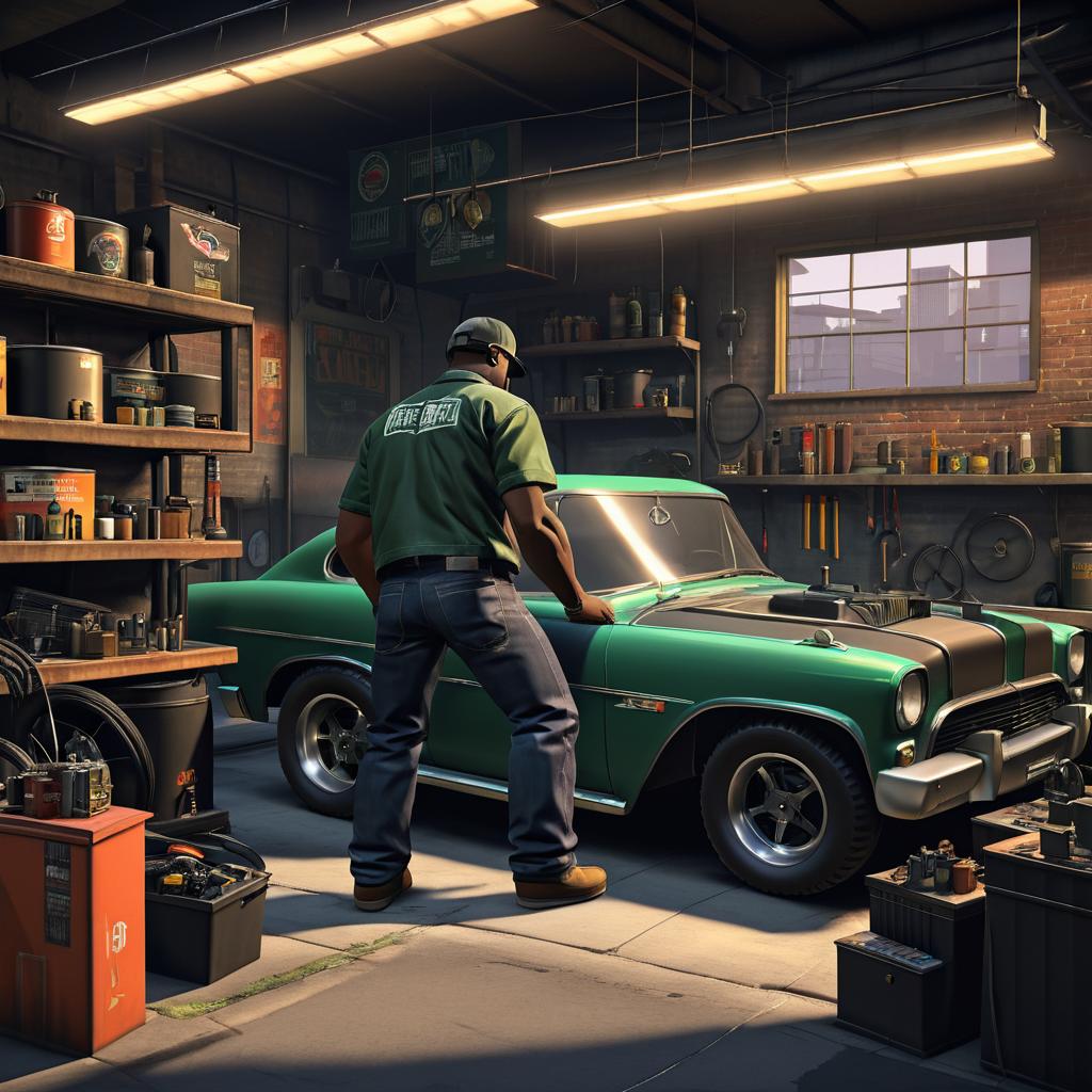 Street-Smart Mechanic in Gritty Garage