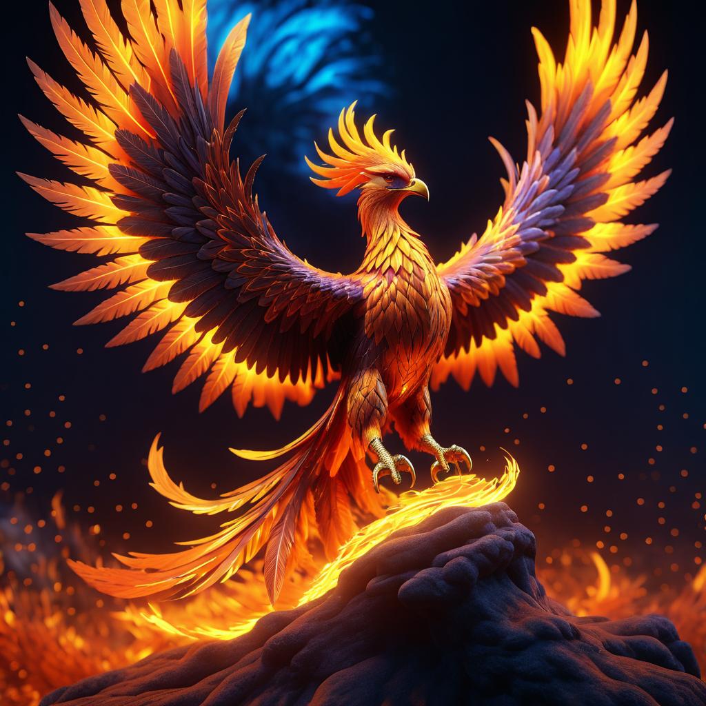 Majestic Phoenix Rising in Cinematic Style