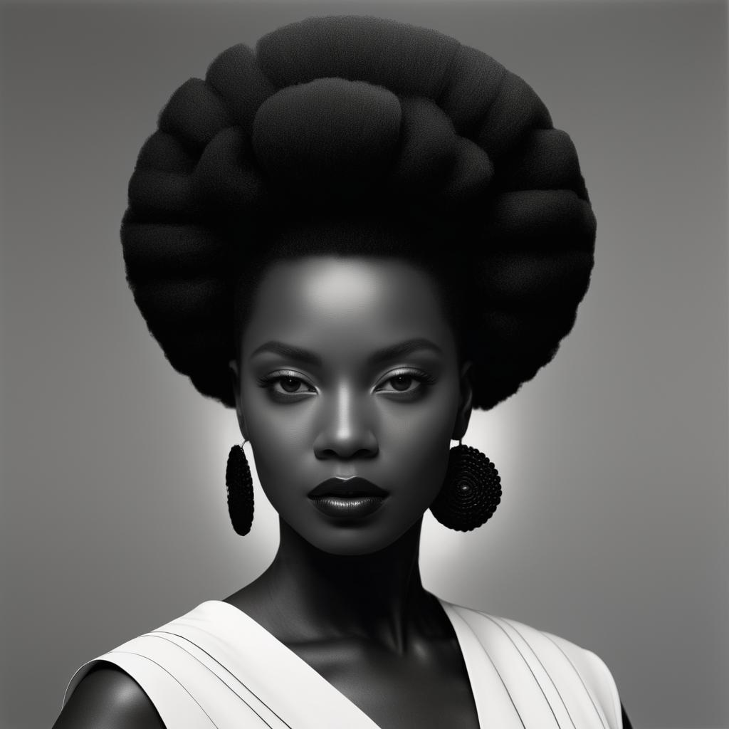 Elegant Afro-Colombian Portrait in Monochrome