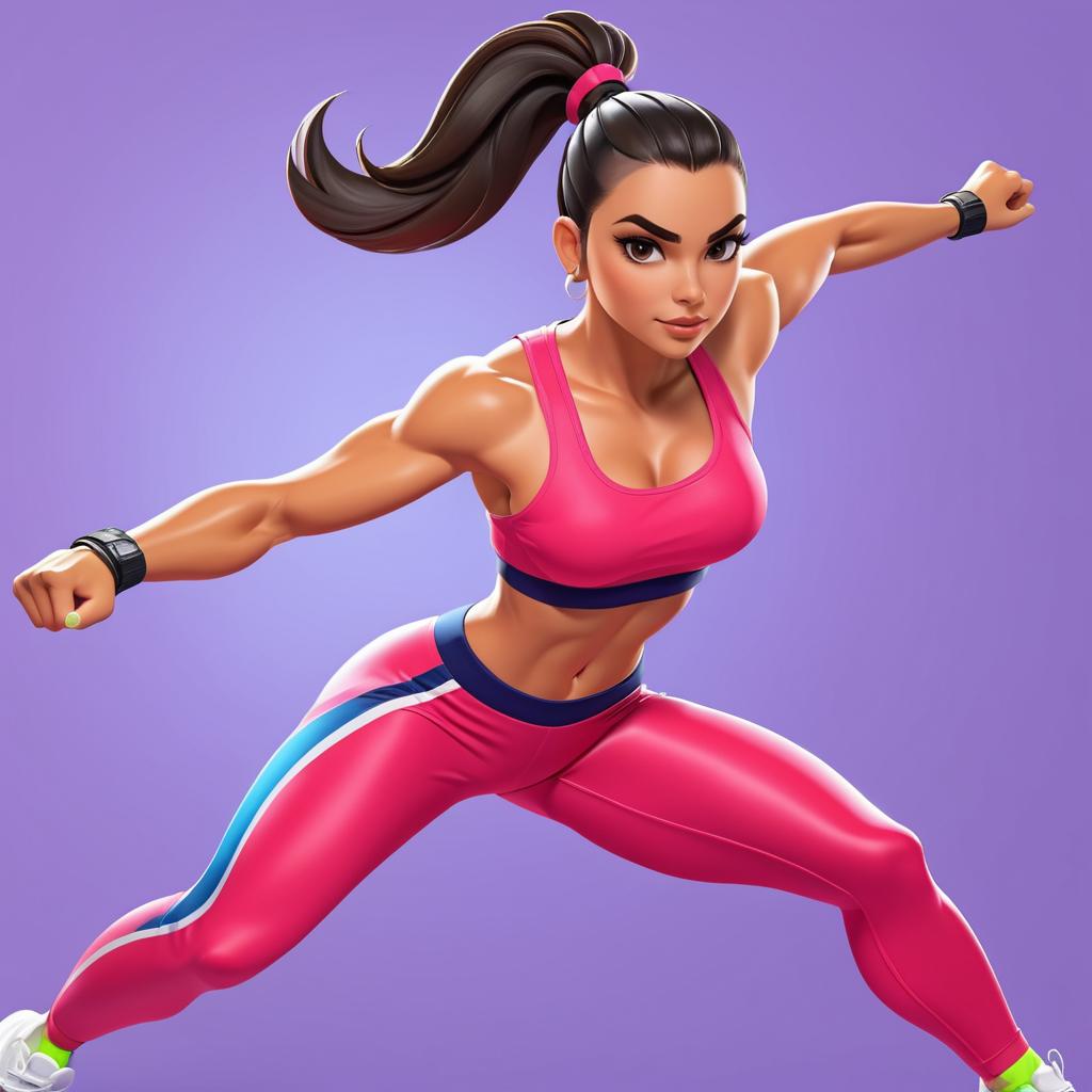 Dynamic Cartoon Latina in Trendy Sportswear