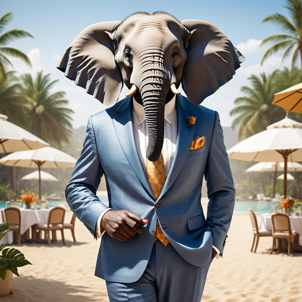 Elegant Elephant in Summer Suit