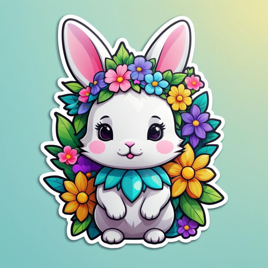 Vibrant Kawaii Bunny Sticker Design