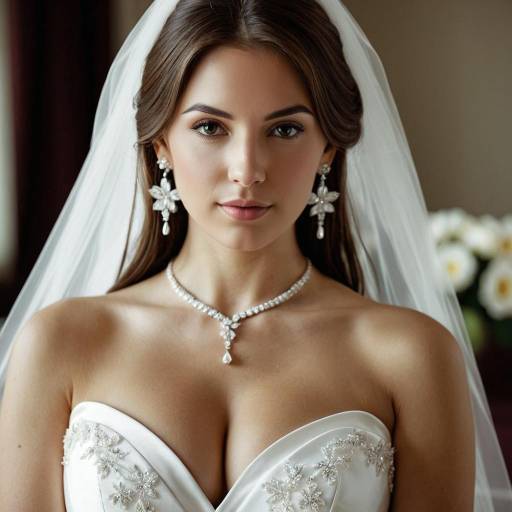 Elegant Bride in White Wedding Dress