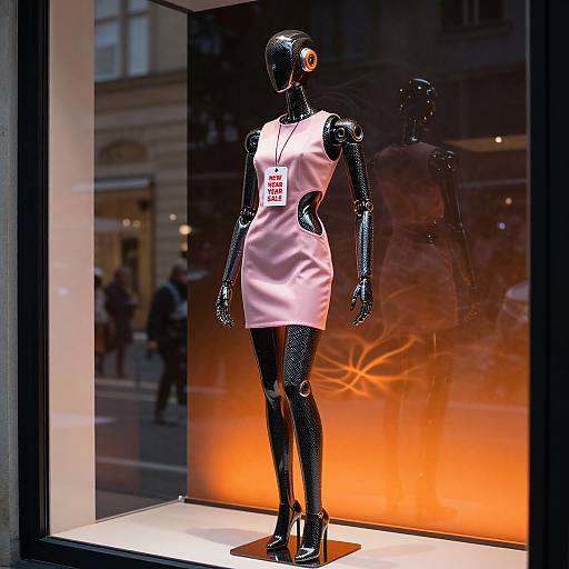 Futuristic Model in Pink Dress