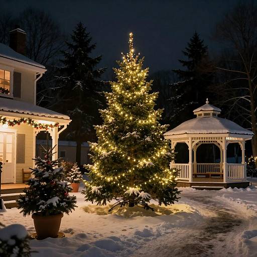 Magical Winter Nighttime Christmas Scene