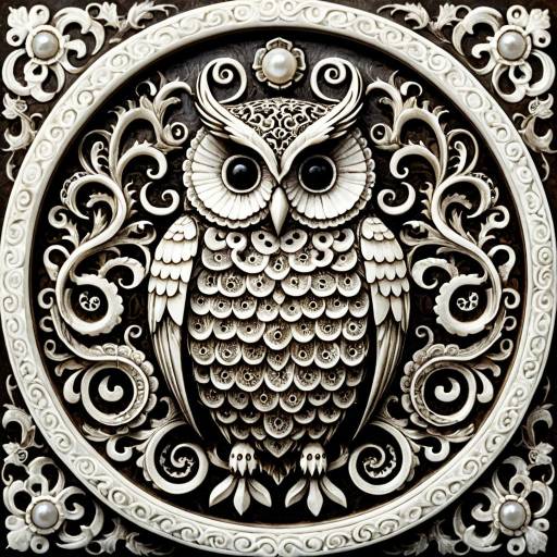 Ornate Rococo Owl-Octopus Hybrid Carving