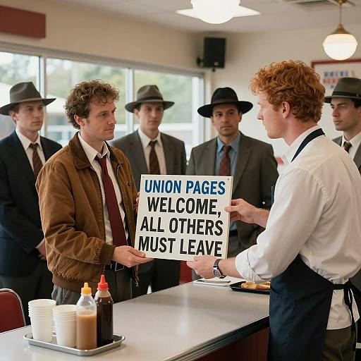 Diner Scene with Union Sign Exchange