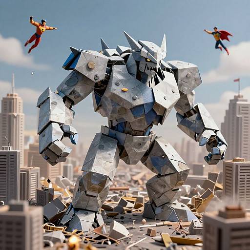 Gigantic Origami Magma Titan Attack