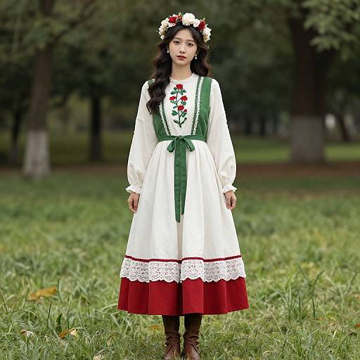 Woman in Flower Crown and Dress