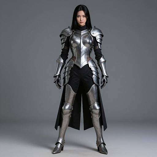 Female Warrior in Black Armor