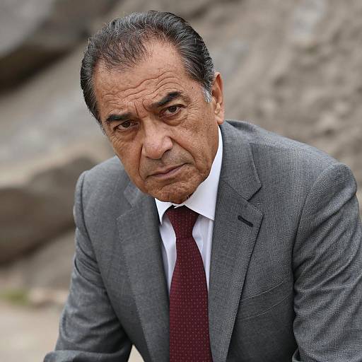 Serious Middle-Aged Man in Plaid Suit