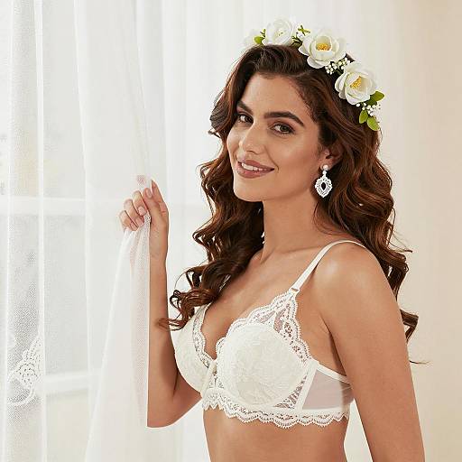 Whimsical Woman in Lace and Flowers