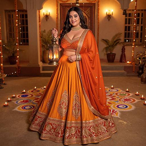 Festive Diwali Night with Vibrant Woman