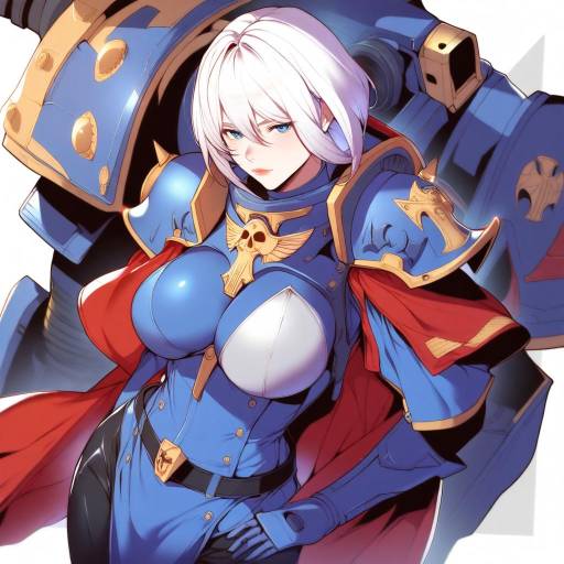 Illustration of Adepta sororitas, warhammer 40k in the style of Nanao (mahaya)