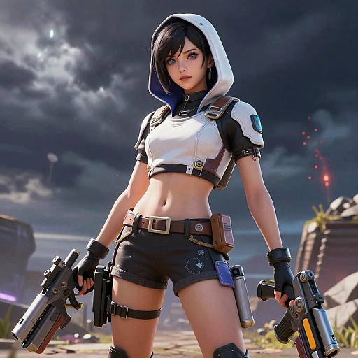 Anime Girl in Fortnite Storm Scene
