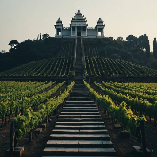 Ancient Temple with Vineyard Stairway