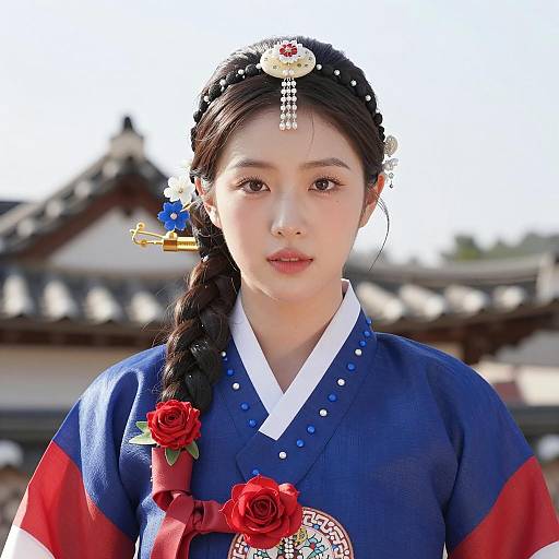 Elegant Asian Woman in Traditional Dress