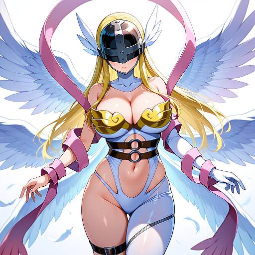Illustration of Angewomon, digimon in the style of Ouhara lolong