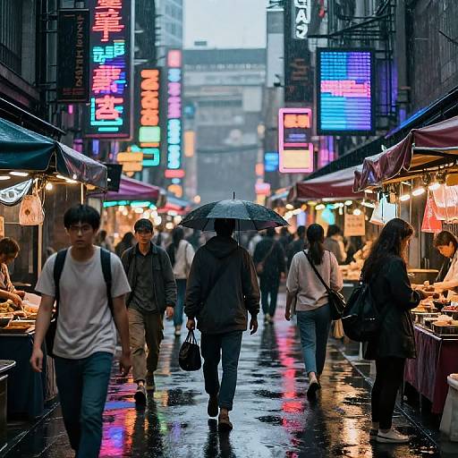 Cyberpunk Street Market Scene