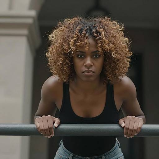 Serious Black Woman at Dusk