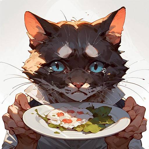 Sad Cat Meme on White Background