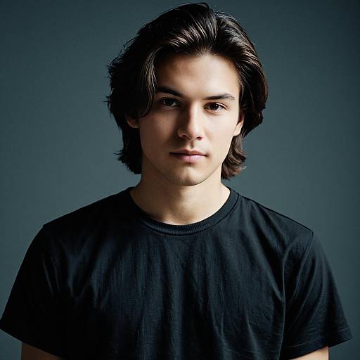 Young Man in Black Shirt Portrait