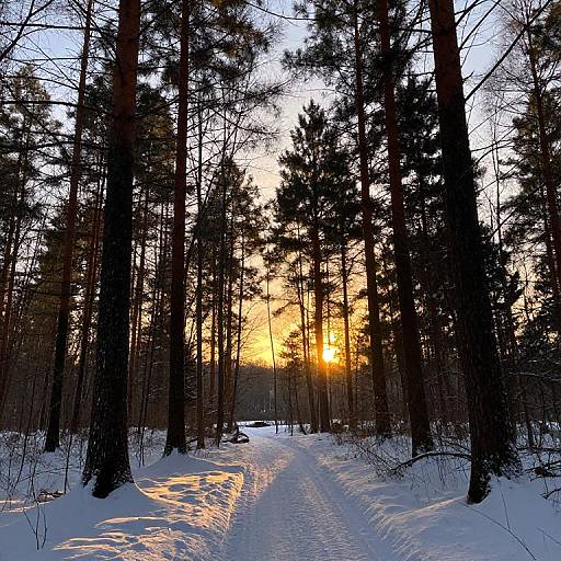 Winter Woodland Sunset Path