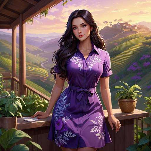Curvy Character in Verdant Twilight Scene
