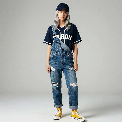 Dreamlike Silver-Ombre Nonbinary Baseball Portrait