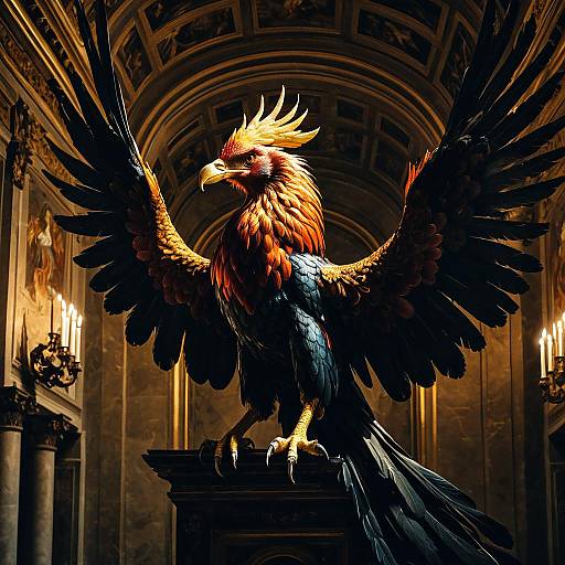 Regal Phoenix in Baroque Palace Art