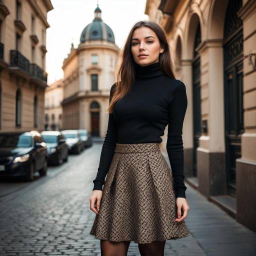Young Woman in Chic Outfit on European Street