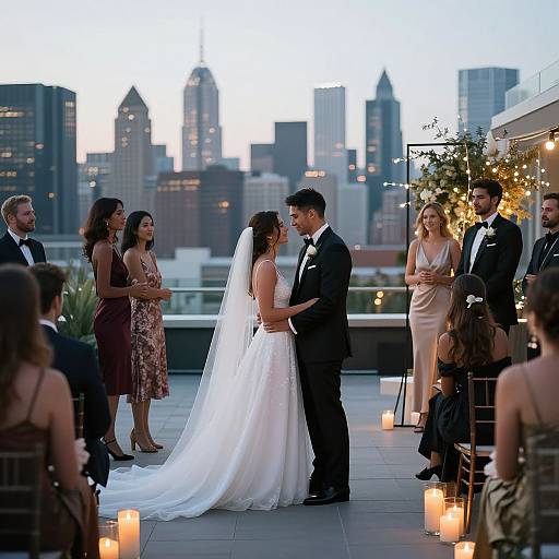 Modern City Rooftop Wedding Photos