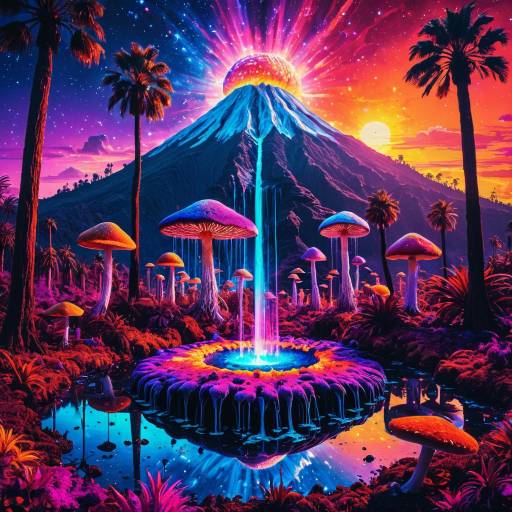 Psychedelic Mushroom Forest on Bismuth Planet Psychedelic Mushroom Forest on Bismuth Planet