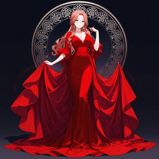 Elegant Lady in a Twirling Red Dress Elegant Lady in a Twirling Red Dress