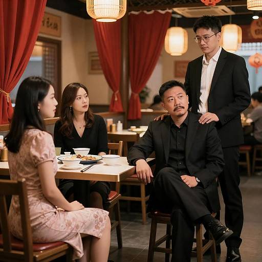 Elegant Group Portrait in Chinese Restaurant