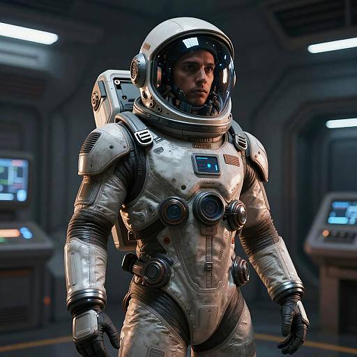 Realistic Among Us Character in Spaceship