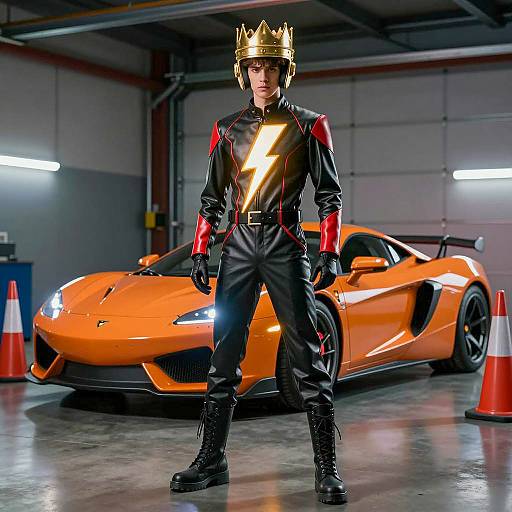 Futuristic Lightning Car Costume Portrait