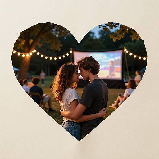 Couple Embracing at Outdoor Movie Night