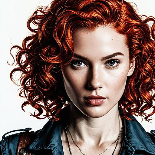 Confident Young Woman with Curly Red Hair