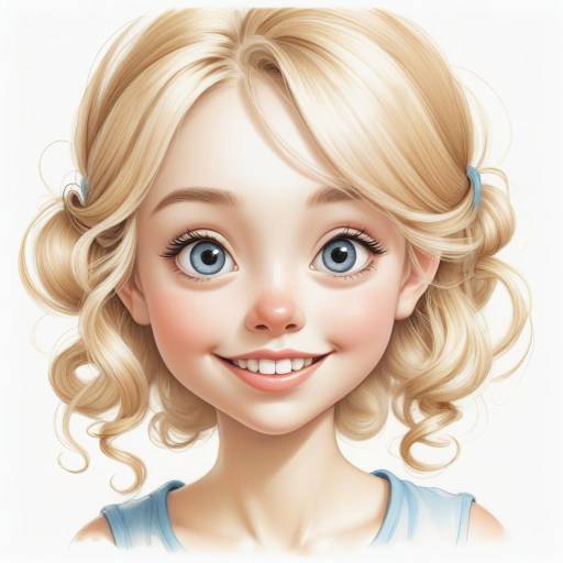Whimsical Caricature of Cute Blonde Teen