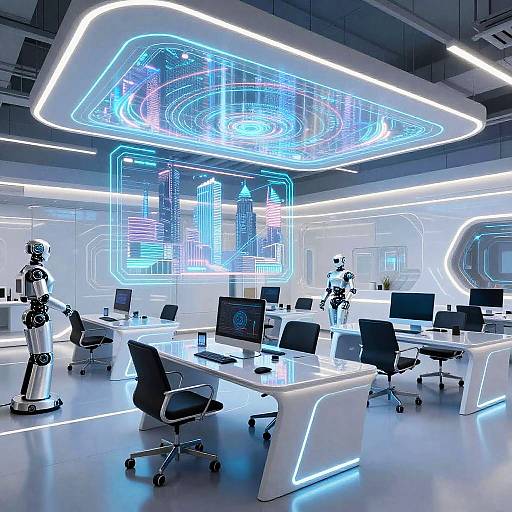 Futuristic Neon Office Interior