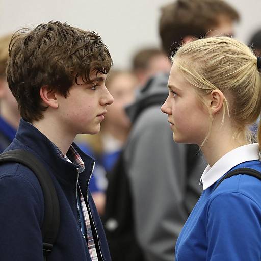 Two Young People in Crowded Setting